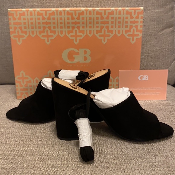 NWT GB black suede ankle tie block heel - size 7 - Picture 6 of 8